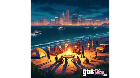 Night Beach Party Concept Art (AI Generated By Psy)