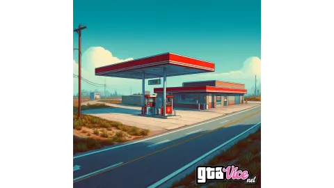 Red Gas Station Concept Art (AI Generated By Psy)