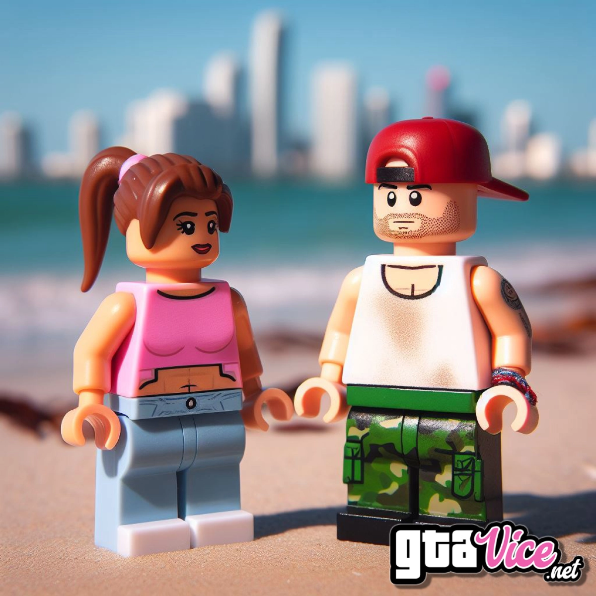 Jason and Lucia Beach LEGO Concept Art AI Generated By Psy