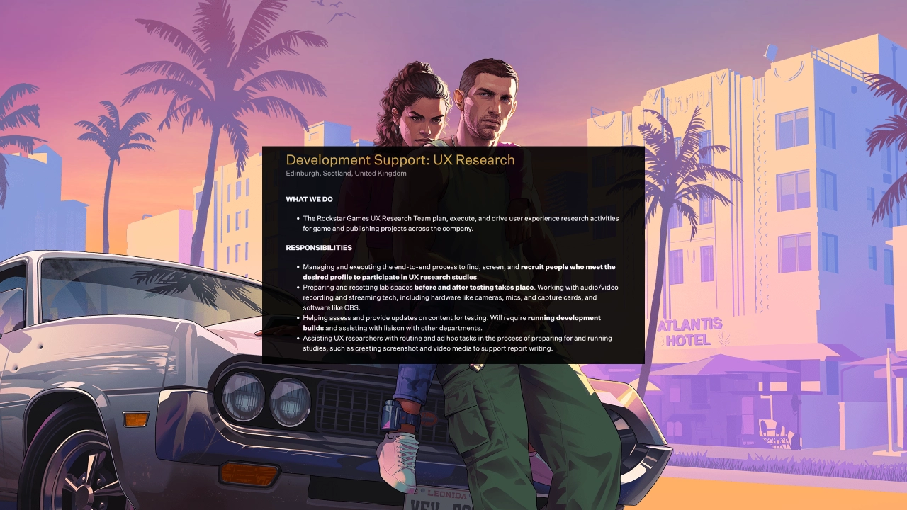 Rockstar Hiring for UX Research - GTA VI Playtesting To Start Soon?