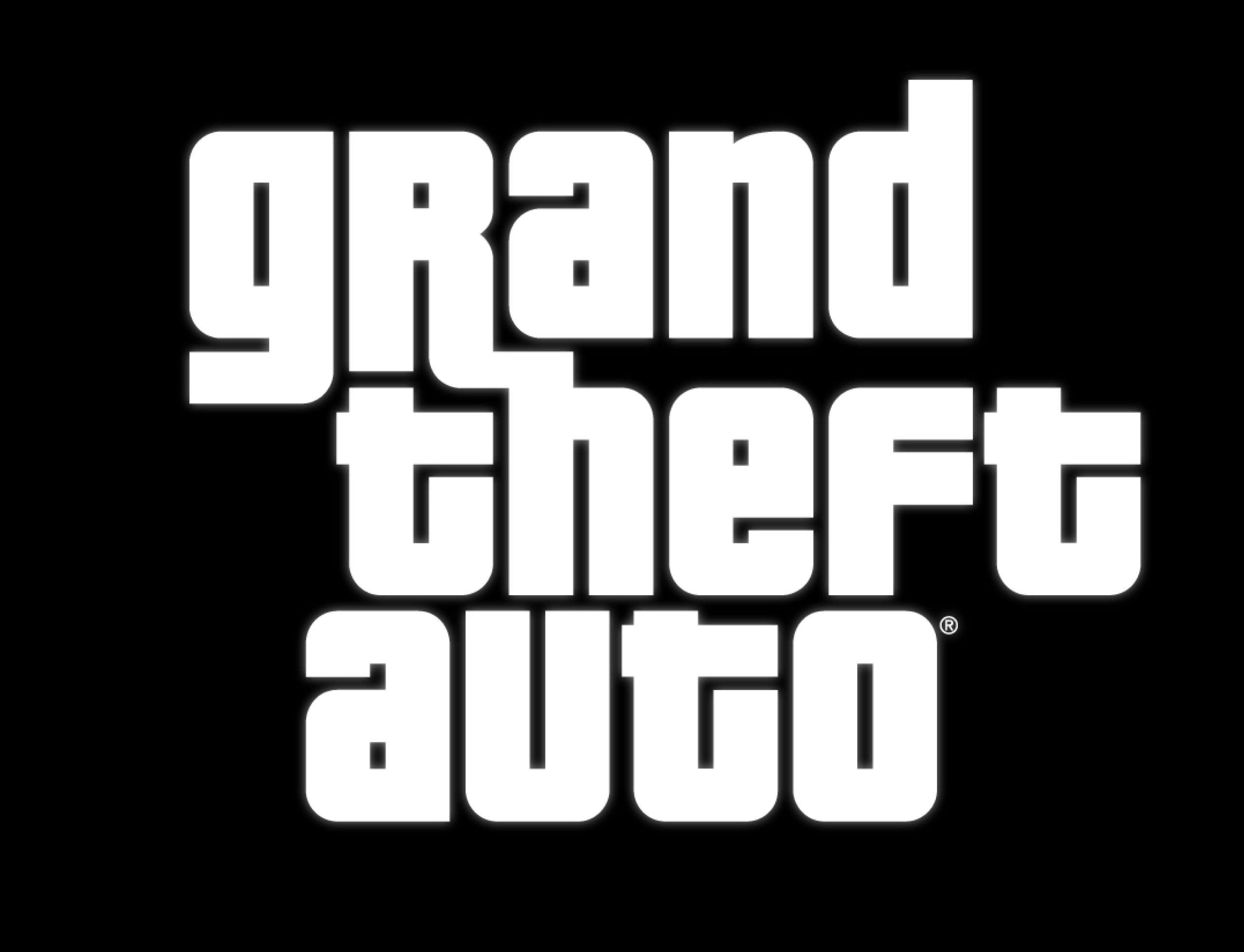 Official Grand Theft Auto Logo White On Black 2975